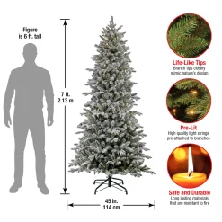 National Tree Company 7 ft. Pre-Lit Snowy Calton Pine Tree with LED Lights