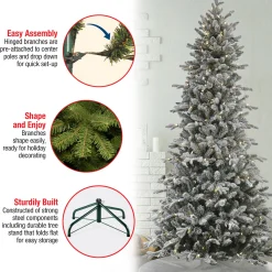 National Tree Company 7 ft. Pre-Lit Snowy Calton Pine Tree with LED Lights