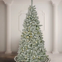 National Tree Company 9 ft. Pre-Lit Snowy Chatham Slim Tree with PowerConnect Dual Colored LED Lights