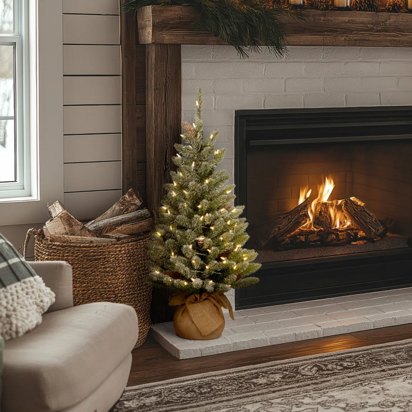 National Tree Company 3 ft. Pre-Lit Snowy Concolor Fir Tree with LED Lights