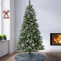 National Tree Company 7.5 ft. Pre-Lit Snowy Conconully Tree with LED Lights