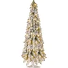 National Tree Company 5 ft. Pre-Lit Snowy Downswept Forest Slim Tree with Clear Lights