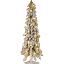 National Tree Company 4 ft. Pre-Lit Snowy Downswept Forest Tree with Clear Lights