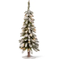 National Tree Company 3 ft. Pre-Lit Snowy Downswept Forestree Tree with Clear Lights