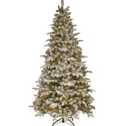 National Tree Company 7.5 ft. Pre-Lit Snowy Everest Fir Medium Tree with Clear Lights