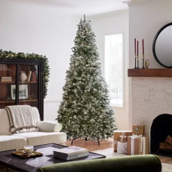 National Tree Company 9 ft. Pre-Lit Snowy Everest Fir Medium Tree with Clear Lights