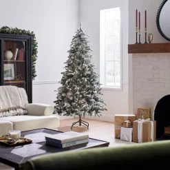 National Tree Company 6.5 ft. Pre-Lit Snowy Everest Fir Medium Tree with Clear Lights