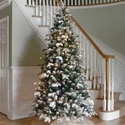 National Tree Company 6.5 ft. Pre-Lit Snowy Everest Fir Medium Tree with Clear Lights