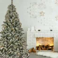 National Tree Company 6.5 ft. Pre-Lit Snowy Harwich Tree with Dual Color LED Lights