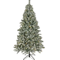 National Tree Company 9 ft. Pre-Lit Snowy Harwich Tree with PowerConnect Dual Colored LED Lights