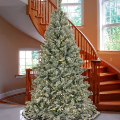 National Tree Company 9 ft. Pre-Lit Snowy Harwich Tree with PowerConnect Dual Colored LED Lights