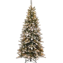 National Tree Company 7.5 ft. Pre-Lit Snowy Mountain Pine Slim Tree with Clear Lights