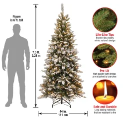 National Tree Company 7.5 ft. Pre-Lit Snowy Mountain Pine Slim Tree with Clear Lights