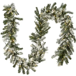 National Tree Company 9 ft. Pre-Lit Snowy Sheffield Spruce Garland with LED Lights