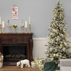 National Tree Company 7.5 ft. Pre-Lit Snowy Vintin Fir Tree with LED Lights