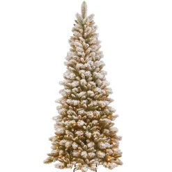 National Tree Company 7.5 ft. Pre-Lit Snowy Westwood Pine Slim Tree with Clear Lights