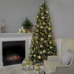 National Tree Company 9 ft. Pre-Lit Tiffany Fir Slim Tree with Clear Lights - PE Branch Tips