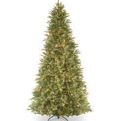 National Tree Company 9 ft. Pre-Lit Tiffany Fir Slim Tree with Clear Lights - PE Branch Tips