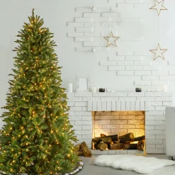 National Tree Company 7.5 ft. Pre-Lit Tiffany Fir Slim Tree with Clear Lights