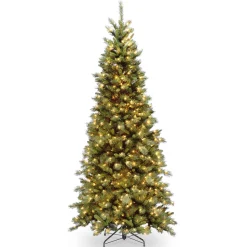 National Tree Company 6.5 ft. Pre-Lit Tiffany Fir Slim Tree with Clear Lights PVC Branch Tips