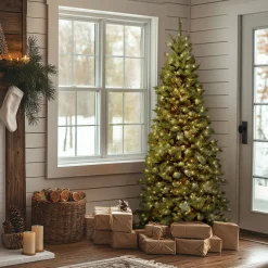 National Tree Company 6.5 ft. Pre-Lit Tiffany Fir Slim Tree with Clear Lights PVC Branch Tips