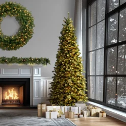 National Tree Company 10 ft. Pre-Lit Tiffany Fir Slim Tree with Clear Lights