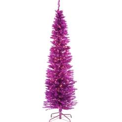 National Tree Company 7 ft. Pre-Lit Tinsel Collection Pink Tree with Clear Lights