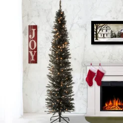 National Tree Company 6 ft. Pre-Lit Tinsel Collection Black Tree with Clear Lights