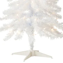 National Tree Company 4 ft. Pre-Lit Tinsel Collection White Iridescent Tree with Clear Lights