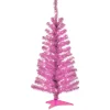 National Tree Company 4 ft. Pre-Lit Tinsel Collection Pink Tree with Clear Lights