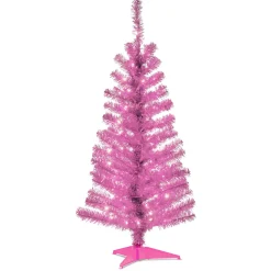 National Tree Company 4 ft. Pre-Lit Tinsel Collection Pink Tree with Clear Lights