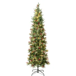 National Tree Company 7.5 ft. Pre-Lit Virginia Pine Mixed Slim Tree with Warm White LED Lights