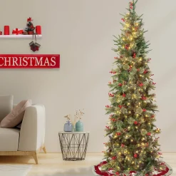 National Tree Company 7.5 ft. Pre-Lit Virginia Pine Mixed Slim Tree with Warm White LED Lights
