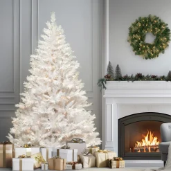 National Tree Company 7.5 ft. Pre-Lit Winchester Pine White Tree with Clear Lights and Silver Glitter