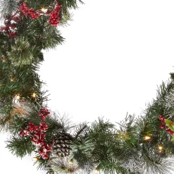 National Tree Company 9 ft. Pre-Lit Wintry Berry Garland with Clear Lights, Plug-In