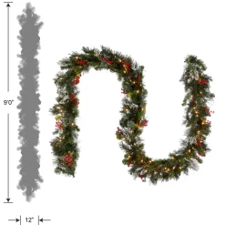 National Tree Company 9 ft. Pre-Lit Wintry Pine Garland with Clear Lights, Plug-In