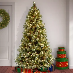 National Tree Company 7.5 ft. Pre-Lit Wintry Pine Medium Tree with Clear Lights