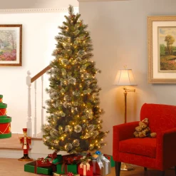 National Tree Company 7.5 ft. Pre-Lit Wintry Pine Slim Tree with Clear Lights