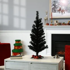 National Tree Company 3 ft. Tinsel Collection Black Tree