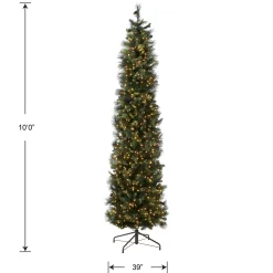 National Tree Company 10 ft.Pre-Lit Carolina Pine Slim Tree with Clear Lights