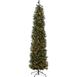 National Tree Company 10 ft.Pre-Lit Carolina Pine Slim Tree with Clear Lights