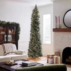 National Tree Company 10 ft.Pre-Lit Carolina Pine Slim Tree with Clear Lights