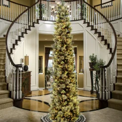 National Tree Company 10 ft.Pre-Lit Carolina Pine Slim Tree with Clear Lights