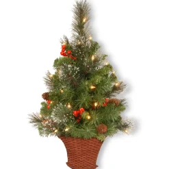 National Tree Company 3 ft.Pre-Lit Crestwood Spruce Tree with Warm White LED Lights