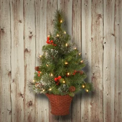 National Tree Company 3 ft.Pre-Lit Crestwood Spruce Tree with Warm White LED Lights