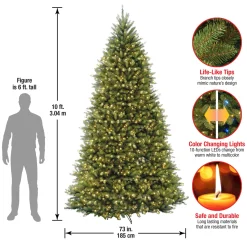 National Tree Company 10 ft.Pre-Lit Dunhill Fir Tree with PowerConnect Dual Color LED Lights
