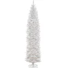 National Tree Company 12 ft.Pre-Lit Kingswood Fir White Pencil Slim Tree with Clear Lights