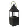 National Tree Company 29 in. Matte Black Finish Enclosed Glass Outdoor Lantern Candleholder