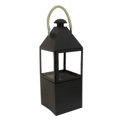 National Tree Company 29 in. Matte Black Finish Enclosed Glass Outdoor Lantern Candleholder