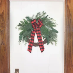 National Tree Company 22 in. Mixed Pine and Bow Decorated Wreath